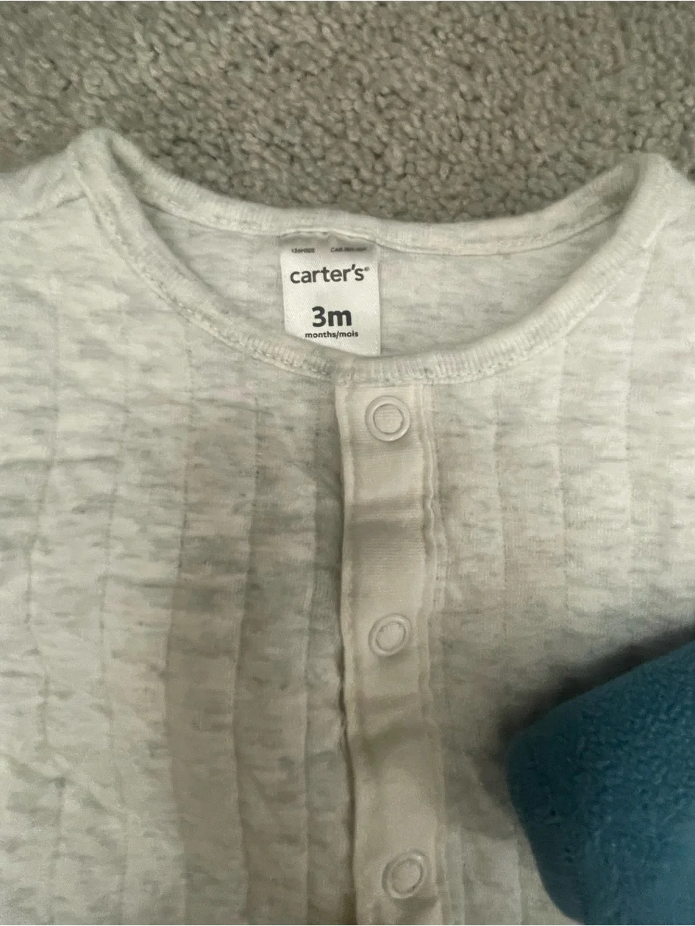 Carter's White Quilted Snap-Front Top with Blue Accent